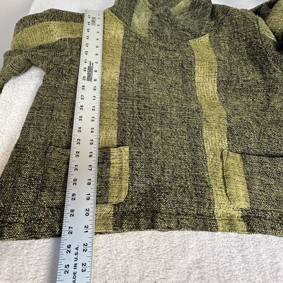 Yasuko Kurisaka Womens Sweater Jacket Olive Handwoven Mock Neck Pockets Artsy OS - Picture 9 of 9
